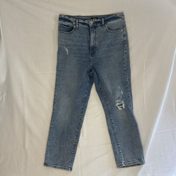 Express Womens Mom Jeans Super High Rise Distressed Size 12R 24" Inseam - Picture 5 of 5